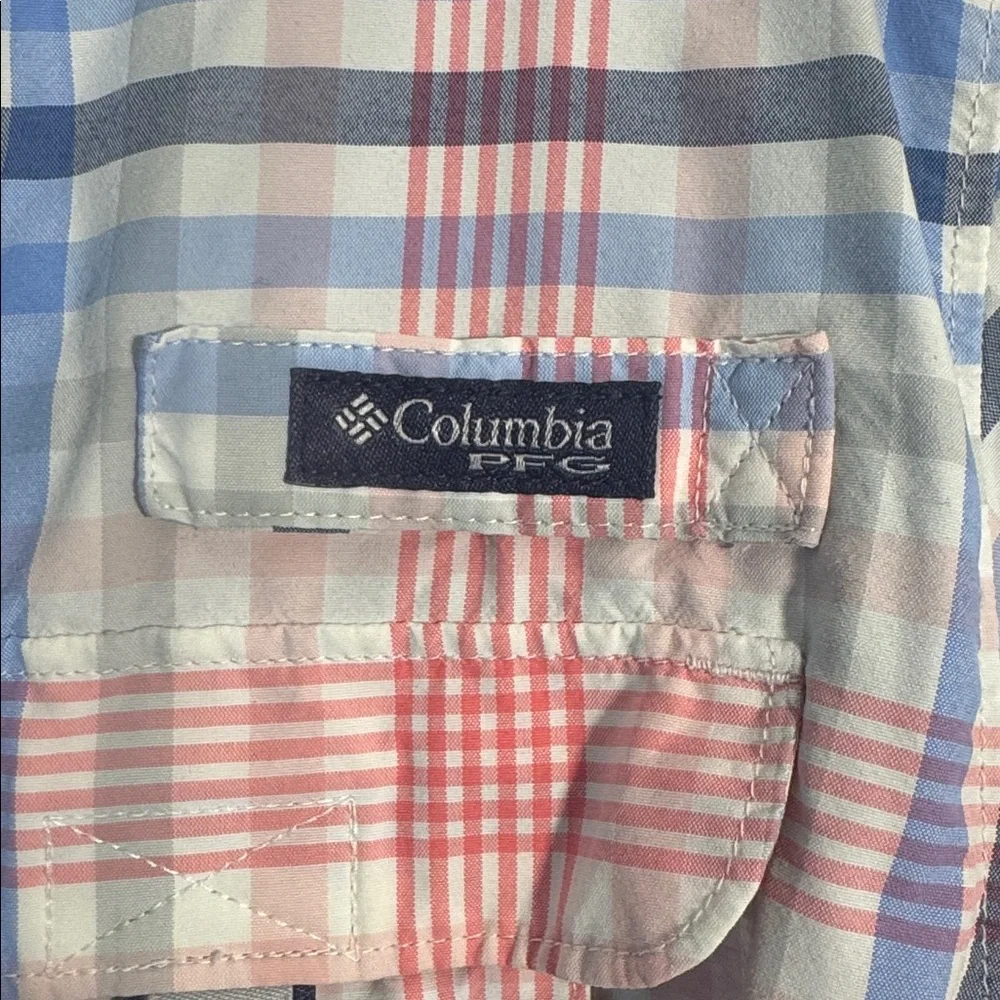 Columbia Women’s Sporty Button Down Plaid Shirt - Pink, Blue, and White. - Picture 2 of 8